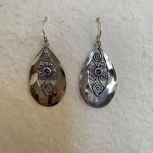 925 Sterling Silver Earrings with Purple Stone